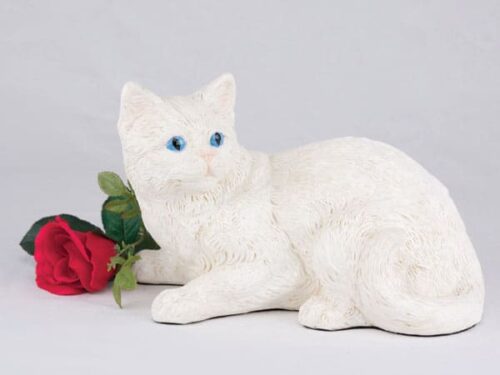 Companion Series cat cremation urn shorthair white