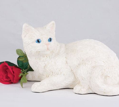 Companion Series cat cremation urn shorthair white