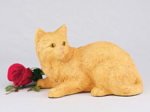 Companion Series cat cremation urn shorthair solid orange - not calico