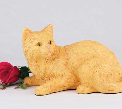 Companion Series cat cremation urn shorthair solid orange - not calico