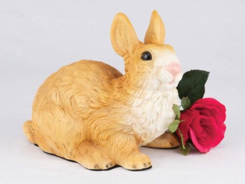 Rabbit - Brown & White figurine cremation urn for ashes