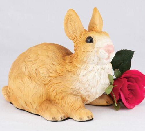 Rabbit - Brown & White figurine cremation urn for ashes