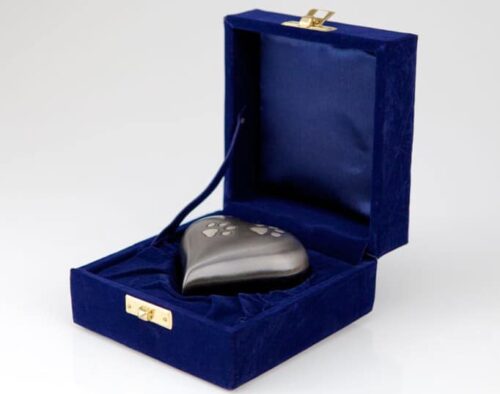 Brass heart-shaped pet memorial keepsake urn
