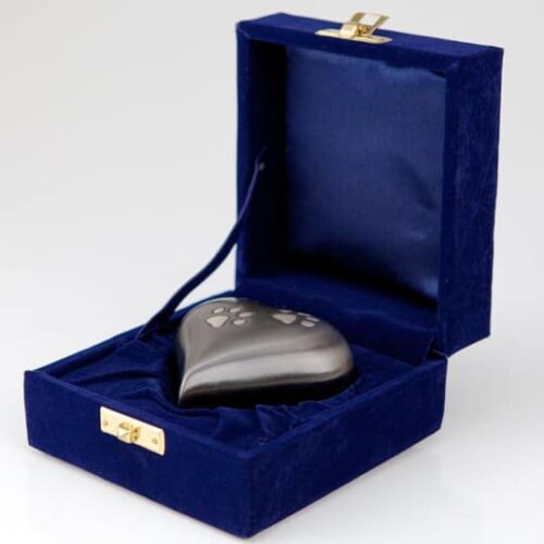 Brass heart-shaped pet memorial keepsake urn