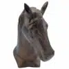 Resin horse keepsake urn with wood base, gold, front view