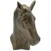 Resin horse keepsake urn with wood base, gold, front view