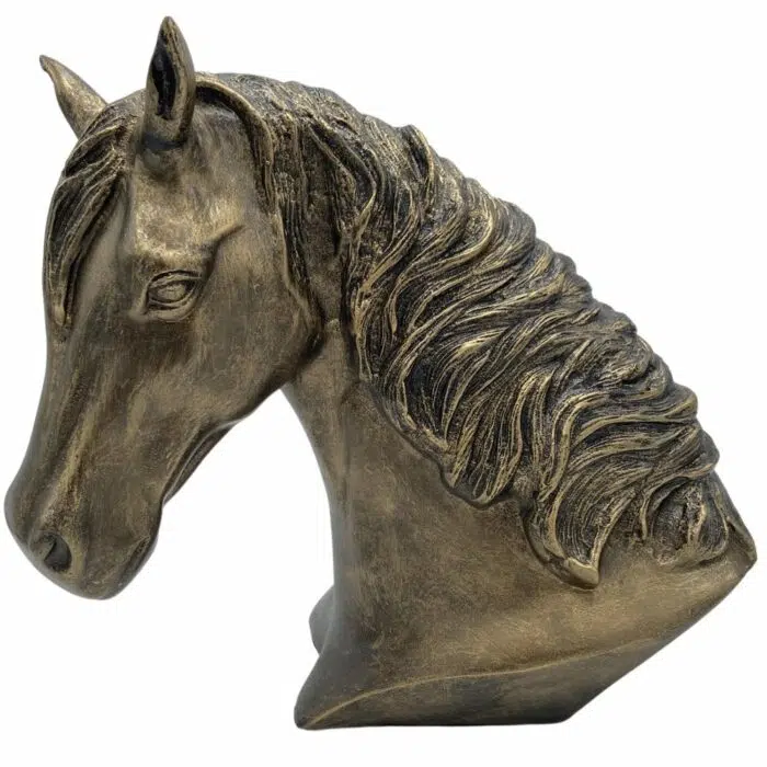 Resin horse keepsake urn with wood base, gold, without base