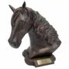 Resin horse keepsake urn with wood base, copper