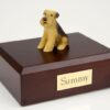 Airedale figurine cremation urn w/wood box,