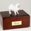 American Eskimo figurine cremation urn w/wood box,