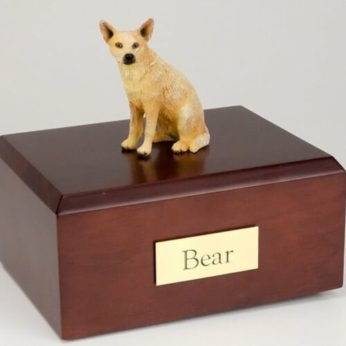 Australian Cattle Dog figurine cremation urn w/wood box