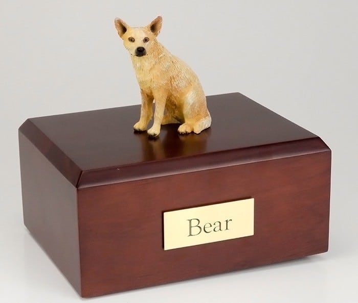 Australian Cattle Dog figurine cremation urn w/wood box