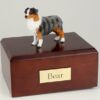 Australian Shepherd Dog figurine cremation urn w/wood box