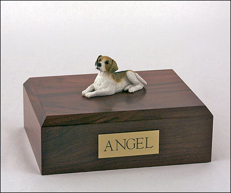 beagle cremation figurine urn w wooden storage box