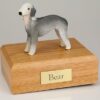 Bedlington Terrier Dog figurine cremation urn w/wood box