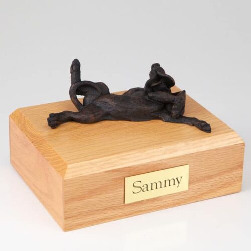 Bloodhound figurine cremation urn w/wood box