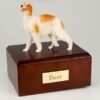 Borzoi figurine cremation urn w/wood box