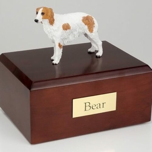 Borzoi figurine cremation urn w/wood box