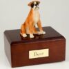 Boxer figurine cremation urn w/wood box