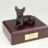 Bronze look Chihuahua figurine cremation urn w/wood box