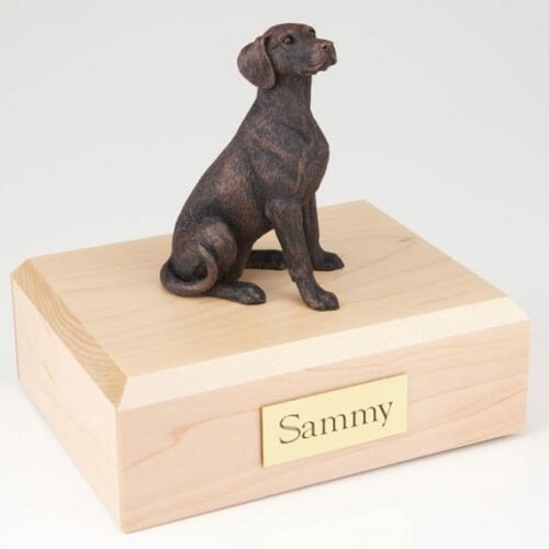 Bronze look Dalmatian figurine cremation urn w/wood box