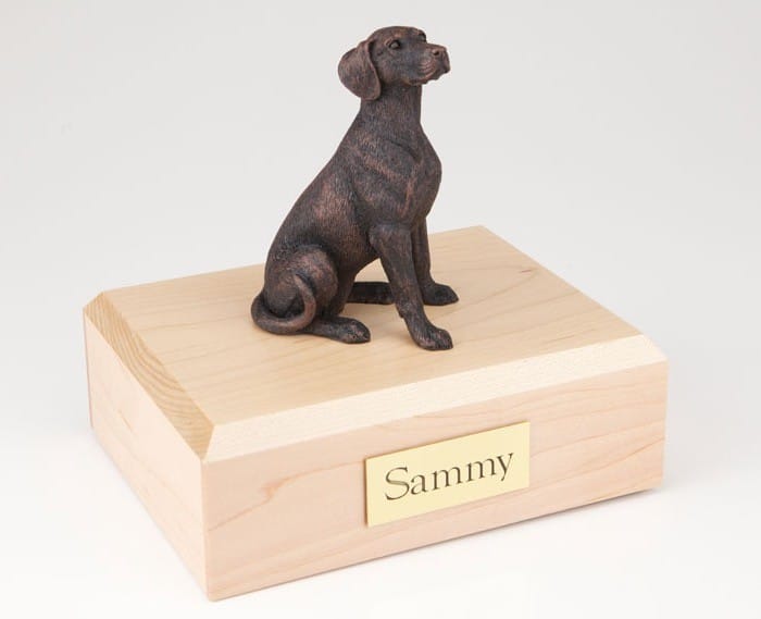 Bronze look Dalmatian figurine cremation urn w/wood box