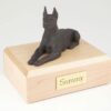 Doberman figurine cremation urn w/wood box