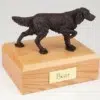 Bronze Look English Setter figurine cremation urn w/wood box