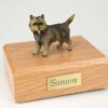 Brindle Cairn Terrier figurine cremation urn w/wood box