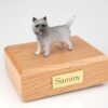 Gray Cairn Terrier figurine cremation urn w/wood box