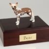 Chinese Crested Dog figurine cremation urn w/wood box