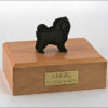 Black Chow Chow figurine cremation urn w/wood box