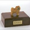 Red Chow Chow figurine cremation urn w/wood box