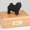 Black Chow Chow figurine cremation urn w/wood box