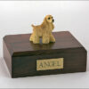 Buff Cocker Spaniel figurine cremation urn w/wood box