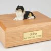 Collie figurine cremation urn w/wood box