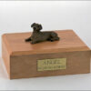 Red Dachshund figurine cremation urn w/wood box