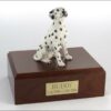 Dalmatian figurine cremation urn w/wood box