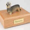 Dandie Dinmont Terrier figurine cremation urn w/wood box