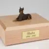 Doberman figurine cremation urn w/wood box