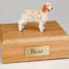 Orange Belton English Setter figurine cremation urn w/wood box