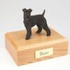 Bronze Look Fox Terrier figurine cremation urn w/wood box