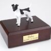 Fox Terrier figurine cremation urn w/wood box