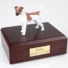 Fox Terrier figurine cremation urn w/wood box