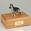 German Shepherd figurine cremation urn w/wood box