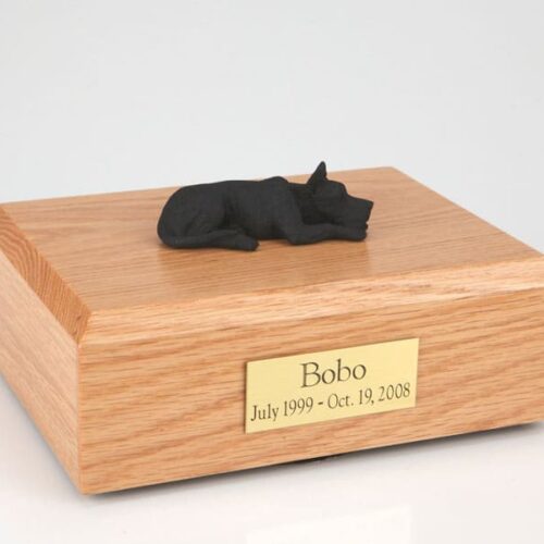 Great Dane figurine cremation urn w/wood box