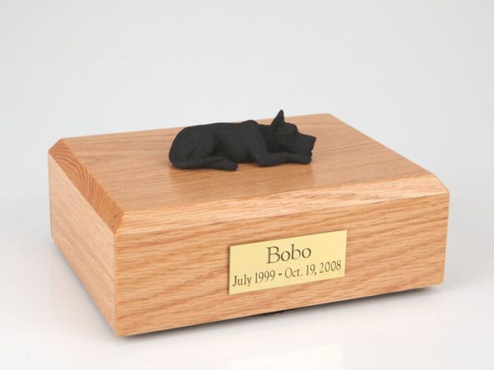 Great Dane figurine cremation urn w/wood box