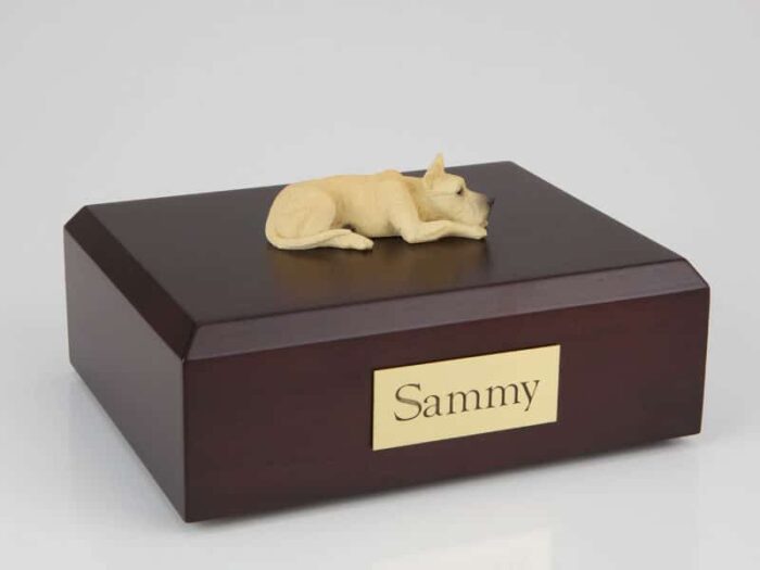 Great Dane figurine cremation urn w/wood box