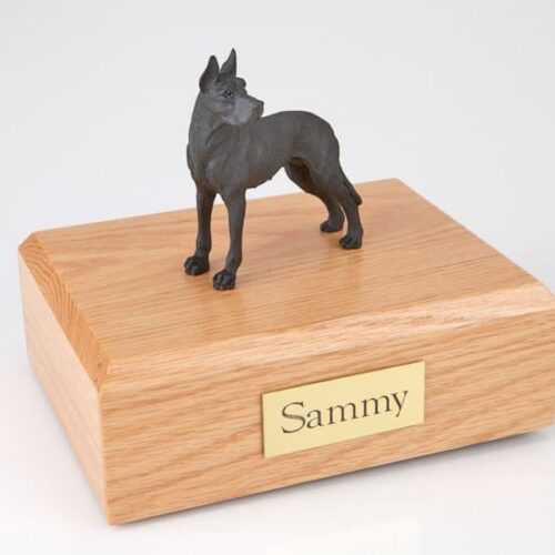 Great Dane figurine cremation urn w/wood box