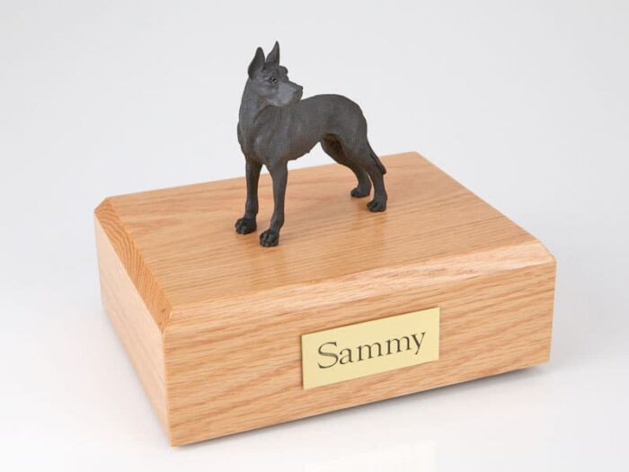 Great Dane figurine cremation urn w/wood box